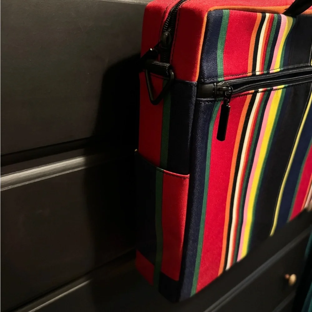 VTG Y2K Padded Cotton Striped Stiff Laptop Bag Side Pocket Colorful NWOT RARE - Picture 4 of 9